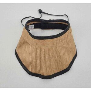 Hat Hut Womens Wide Bill Open Top Sun Visor Tan & Black Adj Back Closure OS